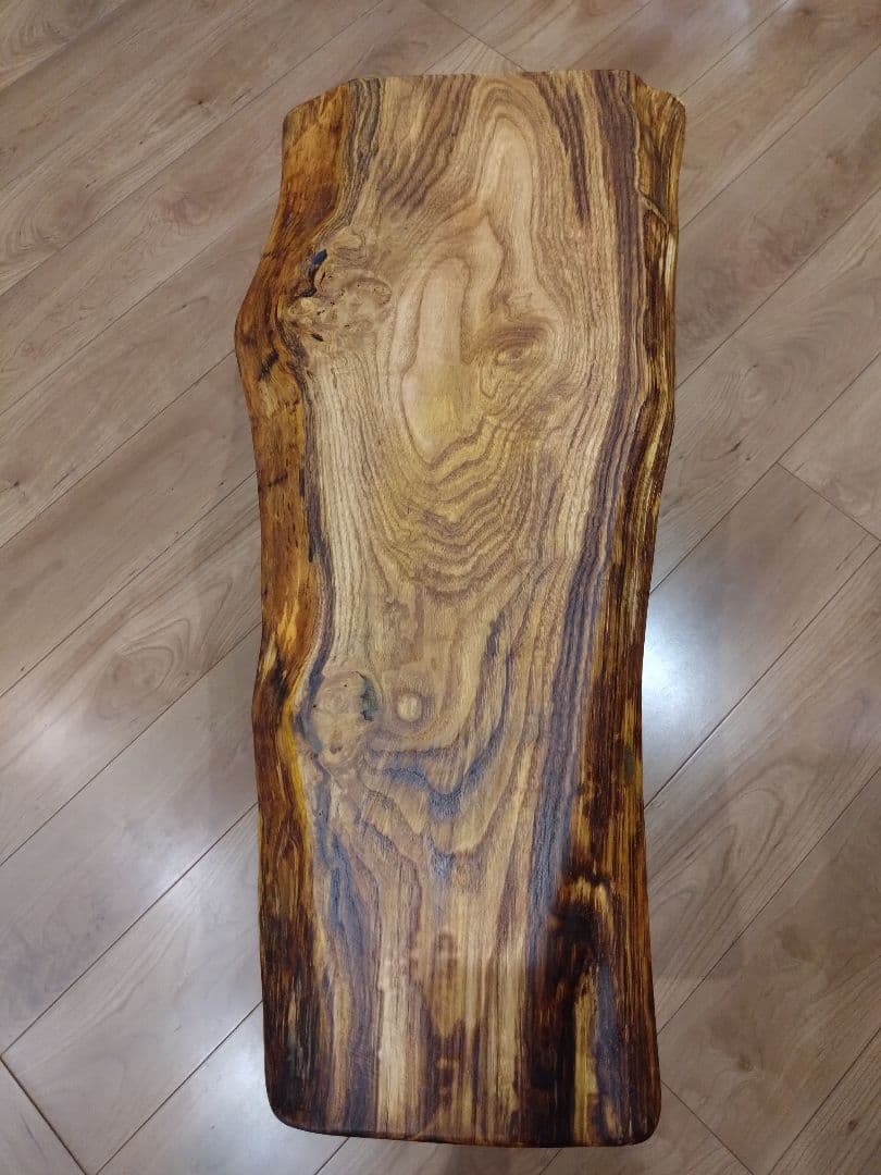 栗のベンチ78　しょうちゃん❕いい栗の耳付き一枚板で杢目が綺麗ですよ