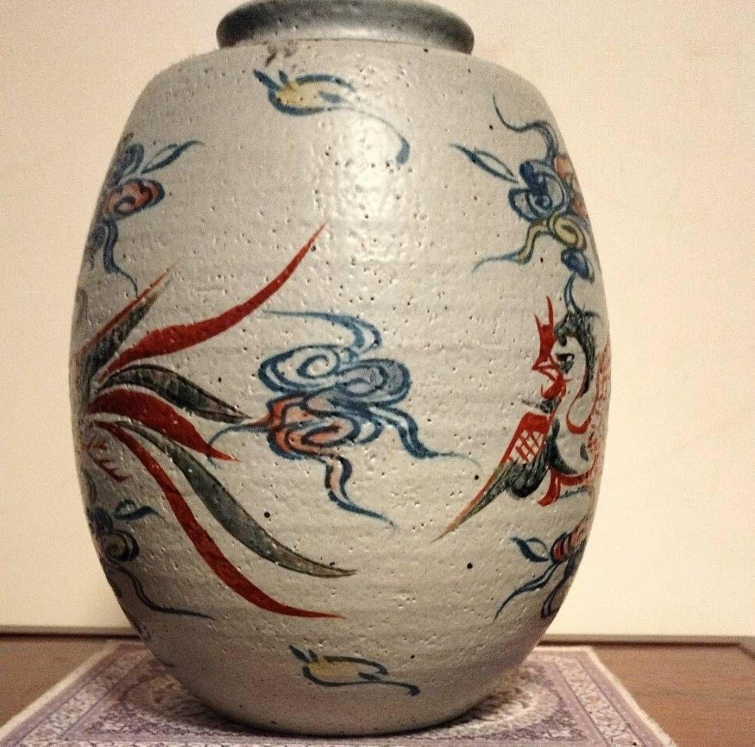 中国古玩　鳳凰紋様　壷