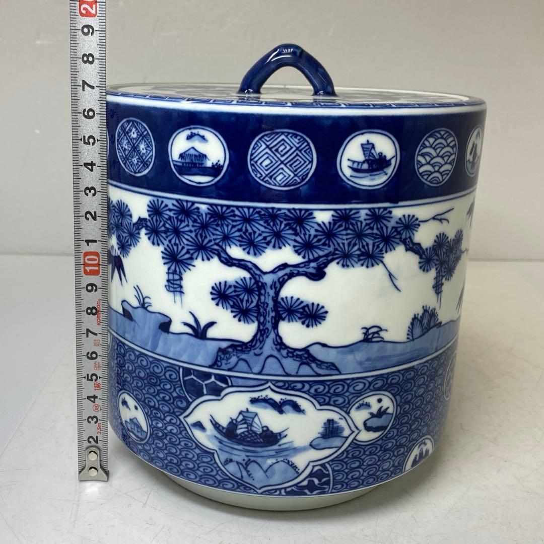 ☆茶3 橋本喜泉 祥瑞 松竹梅 水指 共箱 高さ19cm 東キ7-0725①