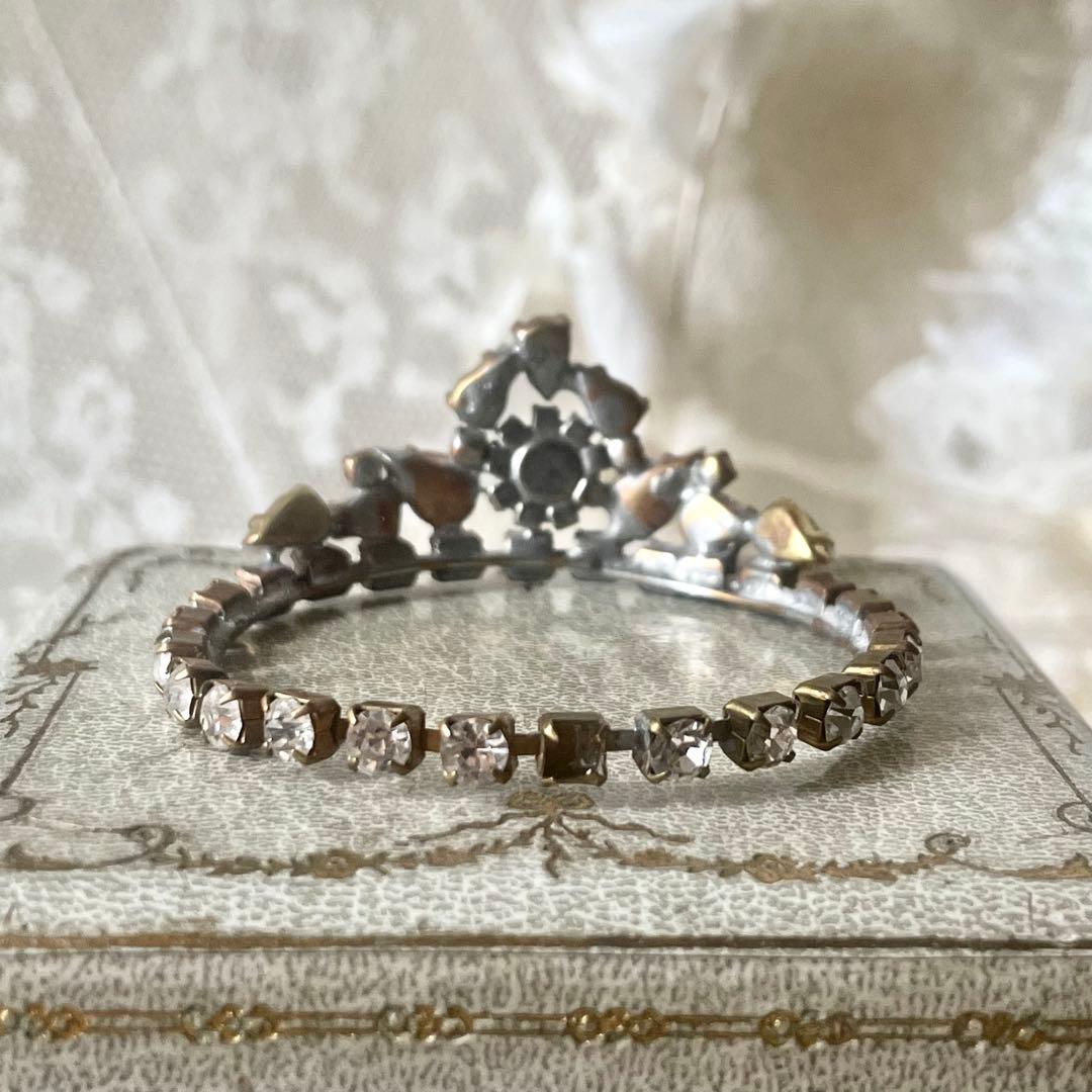 チェコガラスドールティアラA ラインストーン　フランスアンティークヴィンテージ