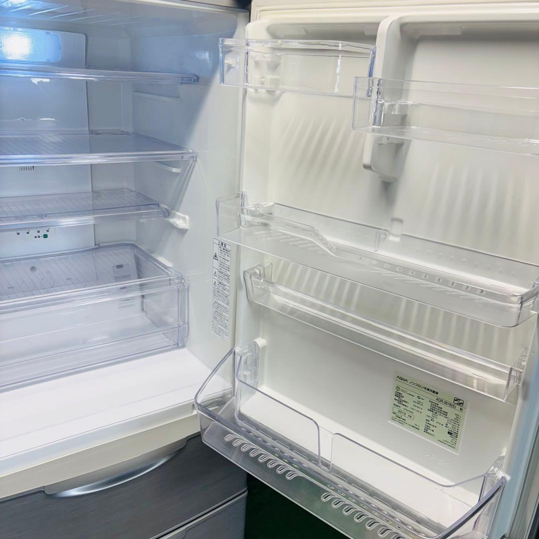 AQUA 355L 冷蔵庫 大容量 激安 シルバー【地域限定配送無料】