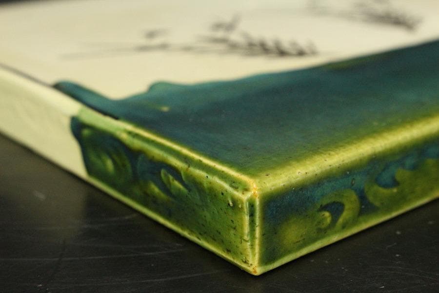 茶道具 織部 敷き瓦 瓶掛 敷き板 27.5cmx27.5cm(LC587)