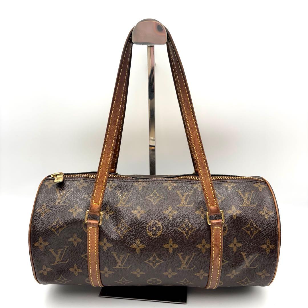 【鑑定済】ルイヴィトン　パピヨン　モノグラム　ハンドバッグ　ミニボストン　茶色