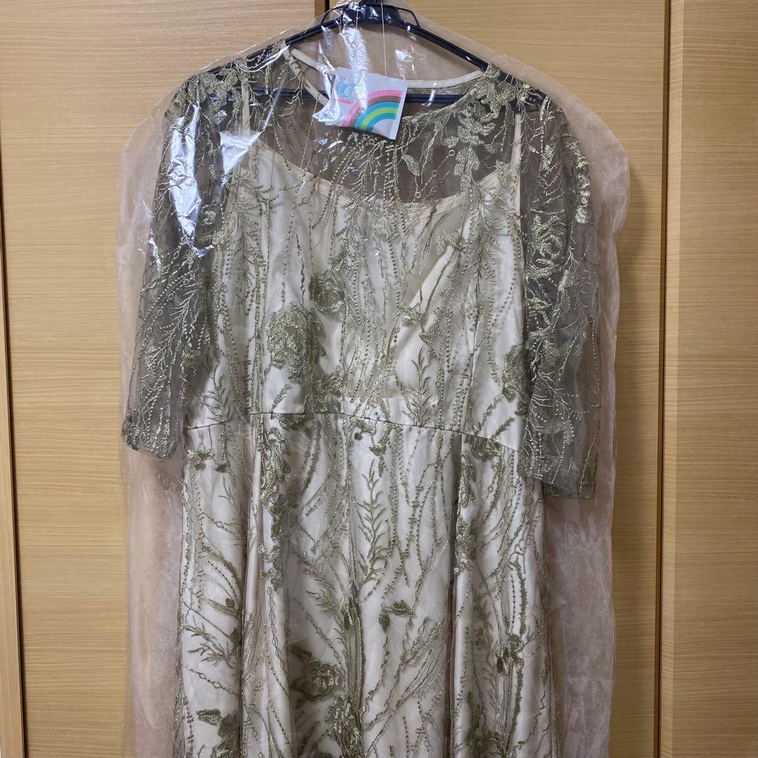 【クリーニング済】haremode　エンブロイダリーチュールドレス　3L