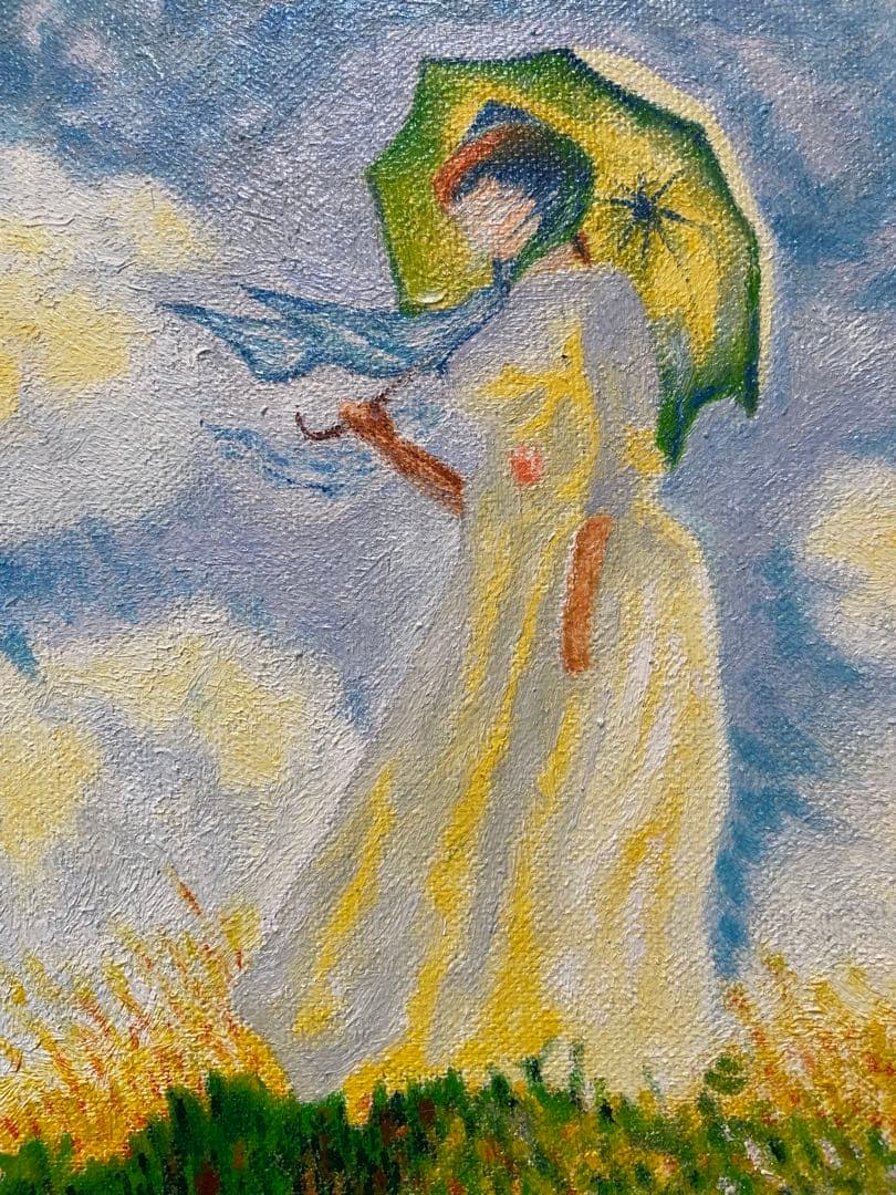 モネ　肉筆手描きの油絵模写画　日傘の女