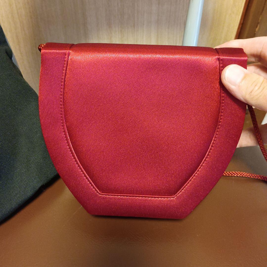 イヴ サンローラン リボン サテン ショルダーバッグ ポシェット レッド