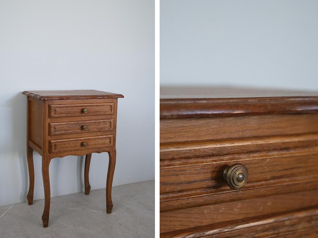 フランスアンティーク木製ベッドサイドキャビネット/ナイトテーブル90-143-1