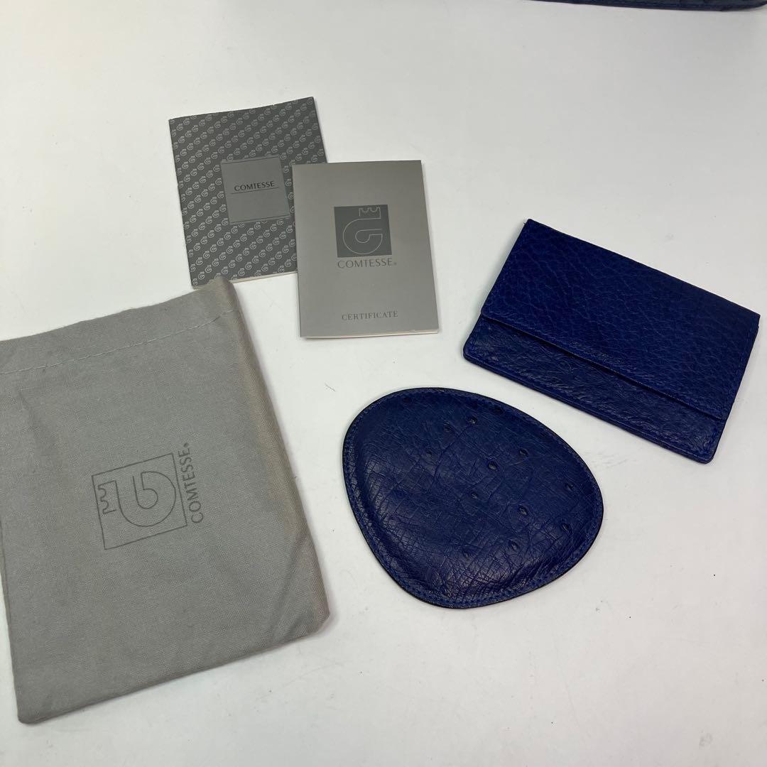 COMTESSE コンテス ハンドバッグ オーストリッチ　ブルー　ゴールド金具