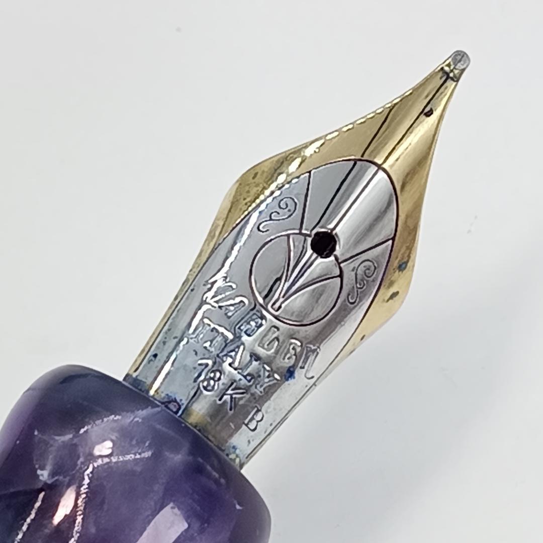 希少 マーレン K18 万年筆 イタリア製 マーブル パープル 流通少