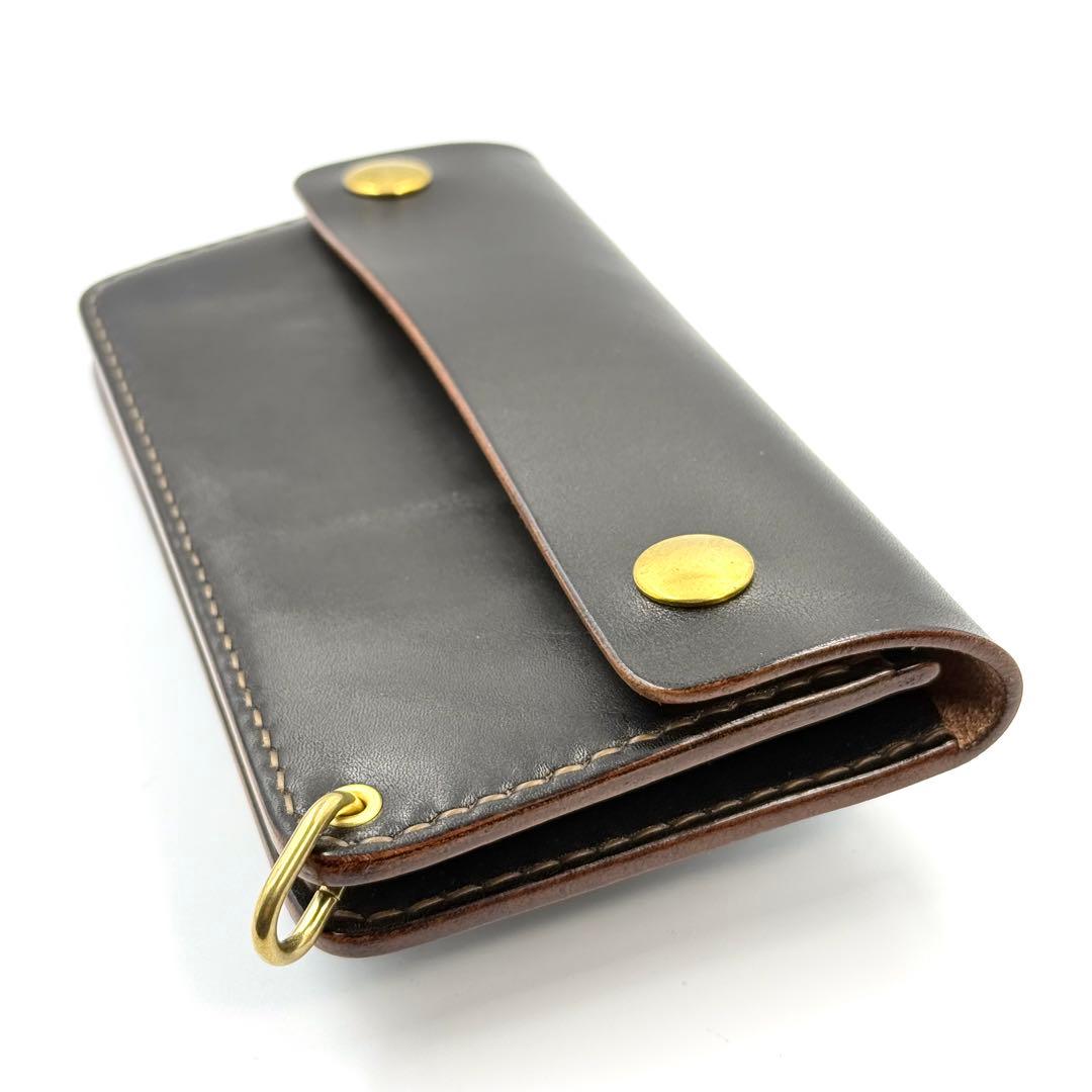 トラッカーウォレット(ブラック)サドルレザー　タロンジッパー　ヴィンテージタイプ