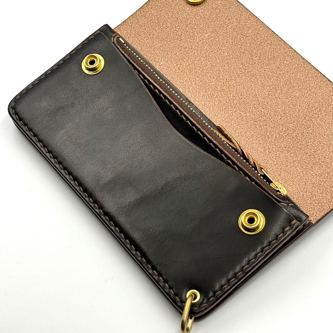 トラッカーウォレット(ブラック)サドルレザー　タロンジッパー　ヴィンテージタイプ