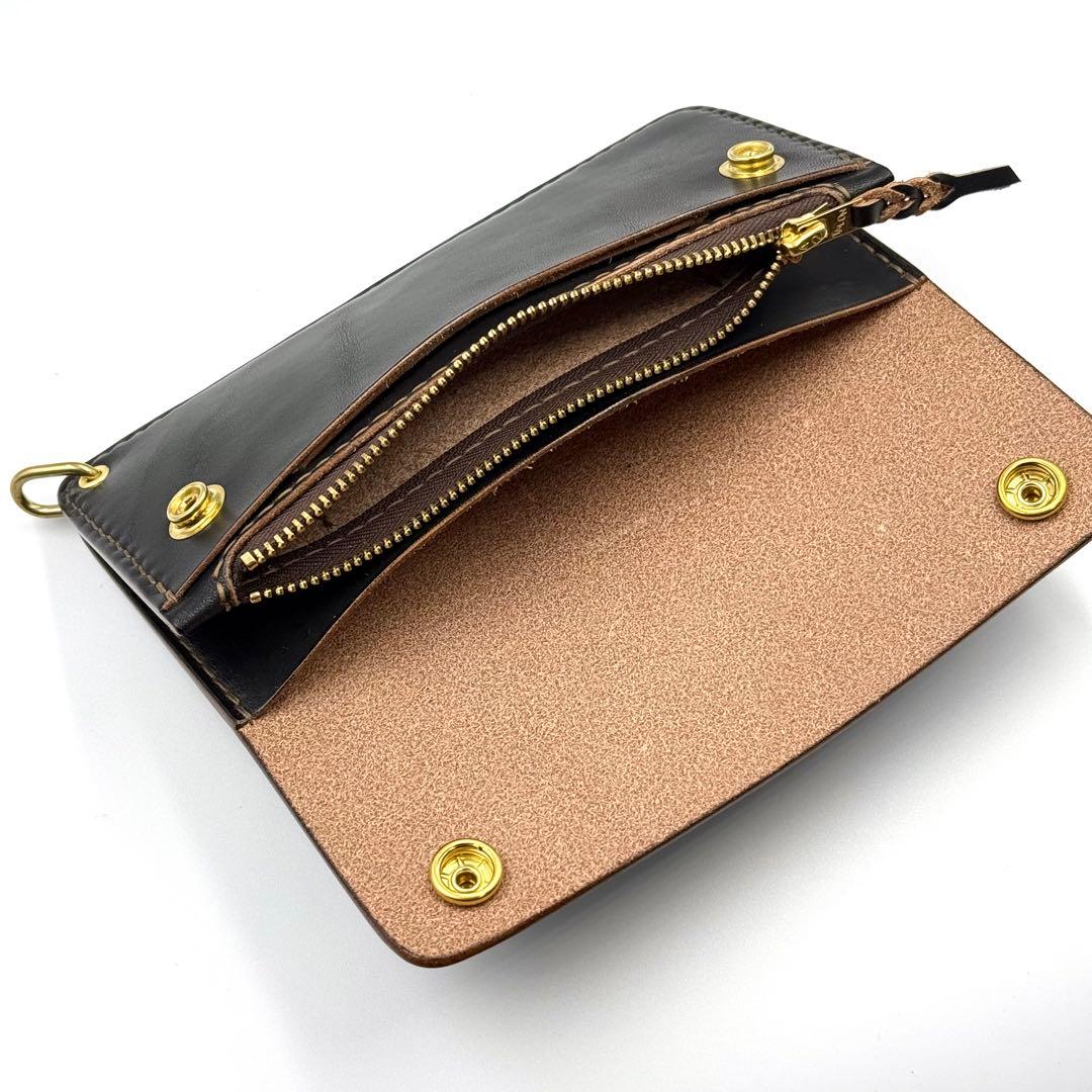 トラッカーウォレット(ブラック)サドルレザー　タロンジッパー　ヴィンテージタイプ