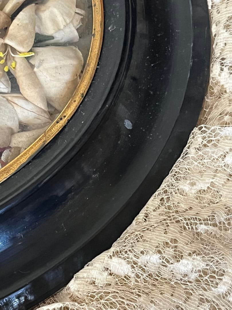 アンティークフランスナポレオンIII グローブドマリエ湾曲ガラスフレーム布花