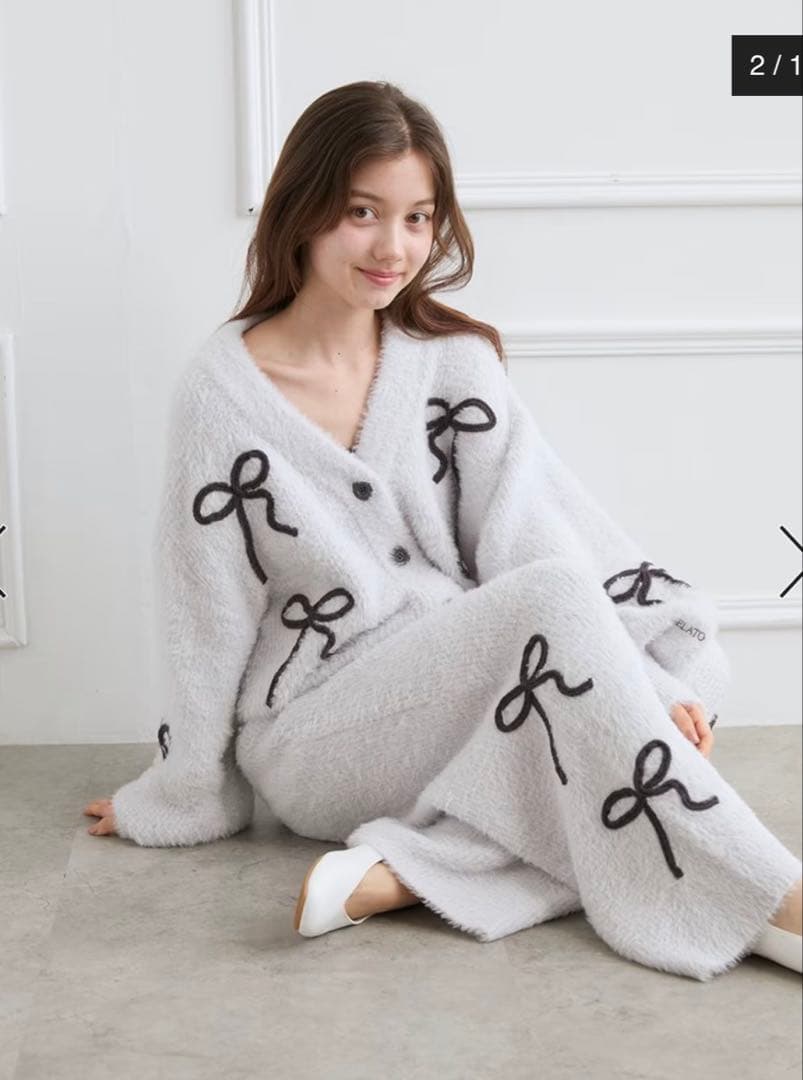 GELATO PIQUE リボン　Halloween ライトグレー ロングパンツ