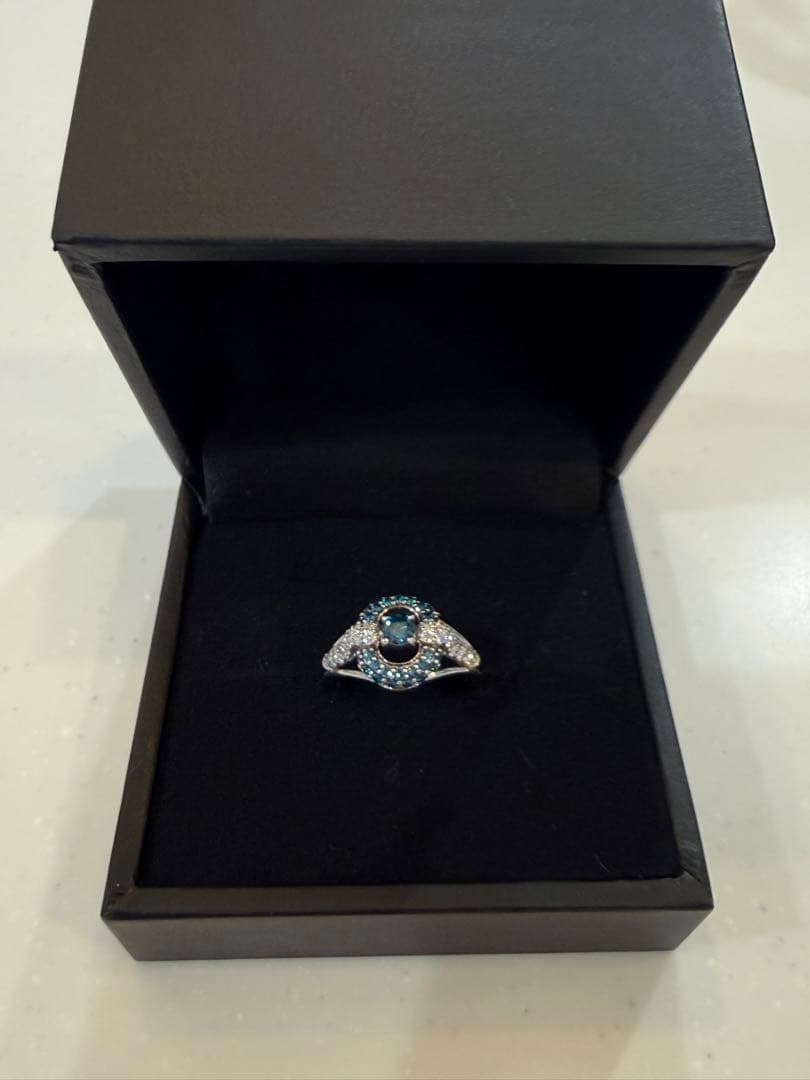 K14 ブルーダイヤモンド　デザイン　リング　12号