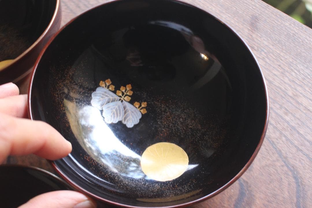 時代逸品！上質紅溜塗に極上高台寺蒔絵の美しいお椀2点（検加賀蒔絵吸物碗蒔絵椀