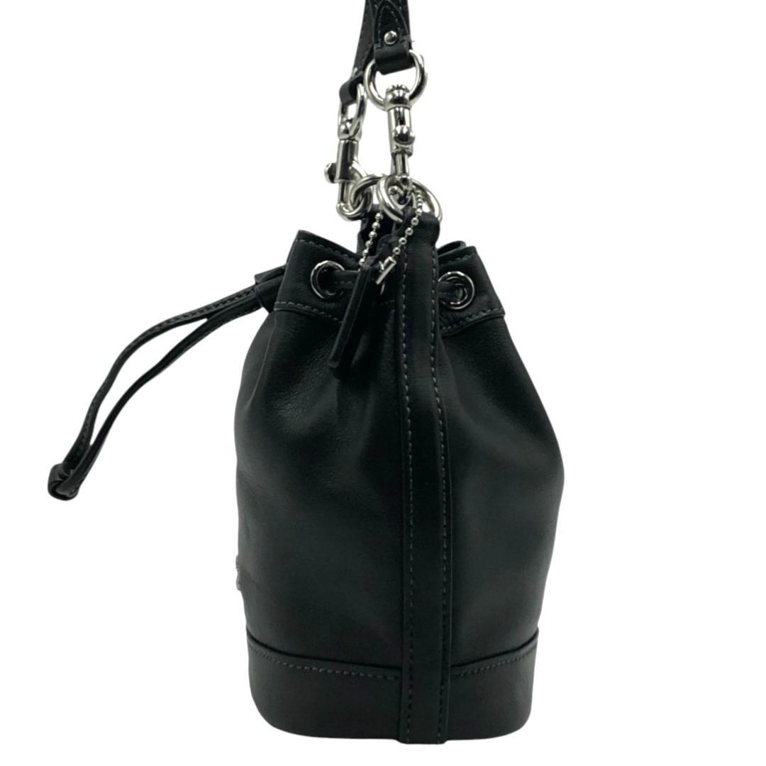 【極美品】COACHコーチ　ブラック　レザー　ショルダーバッグ　２WAY　巾着型