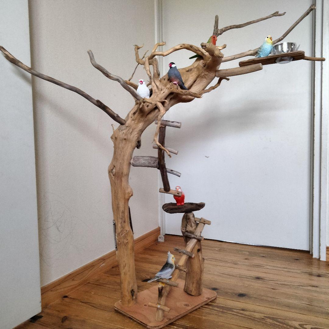 おつぶバードアスレチックジム㊽ 天然木 自然木 流木 止まり木 インコ