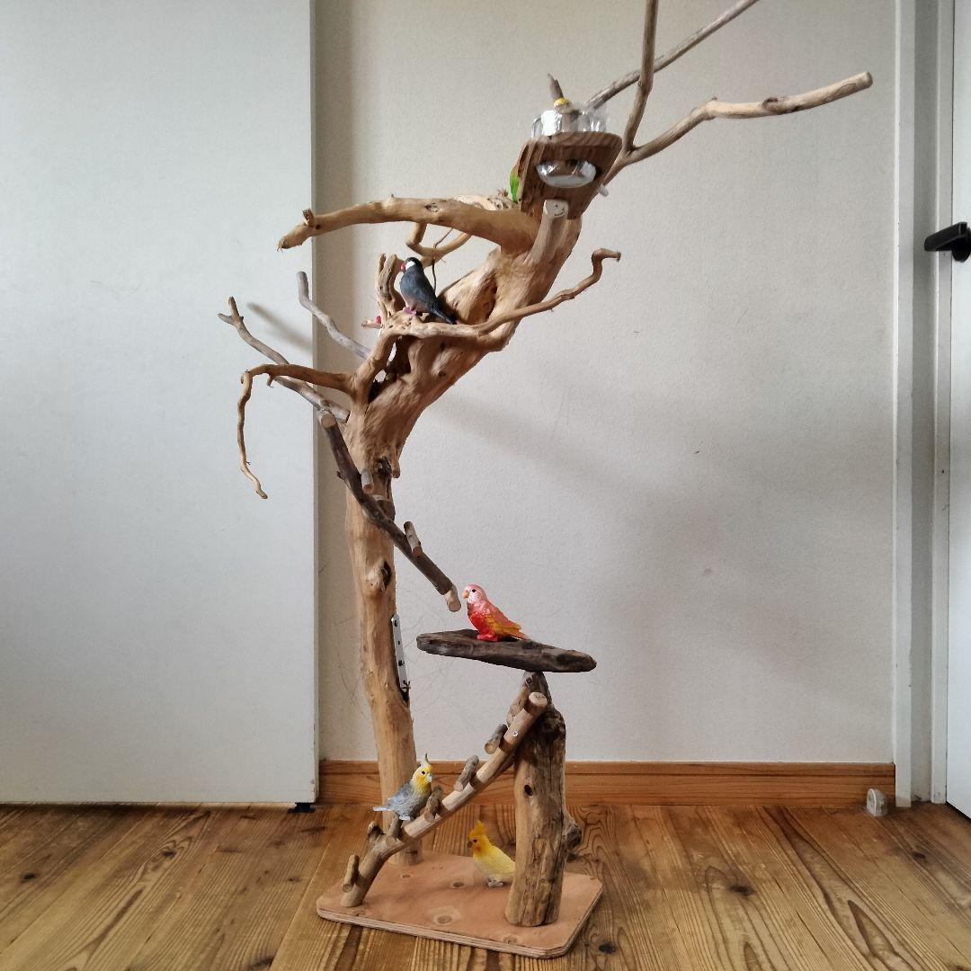 おつぶバードアスレチックジム㊽ 天然木 自然木 流木 止まり木 インコ