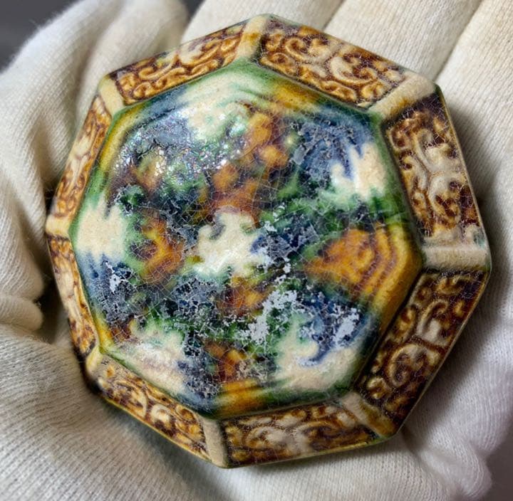 中国 三彩八角香合（印合　合子）　f2220730