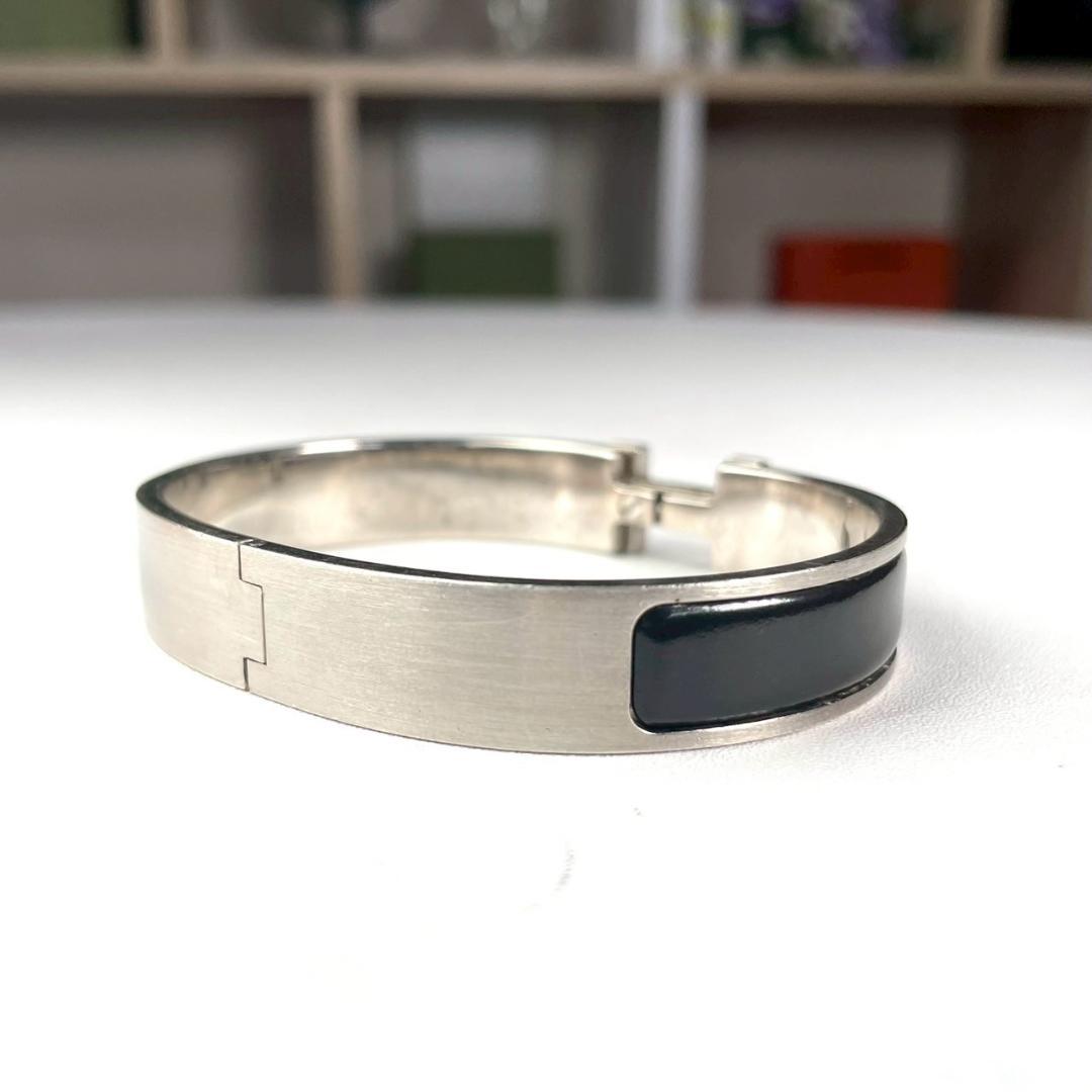 良品 HERMES 名作 クリックH シルバー ブレスレット