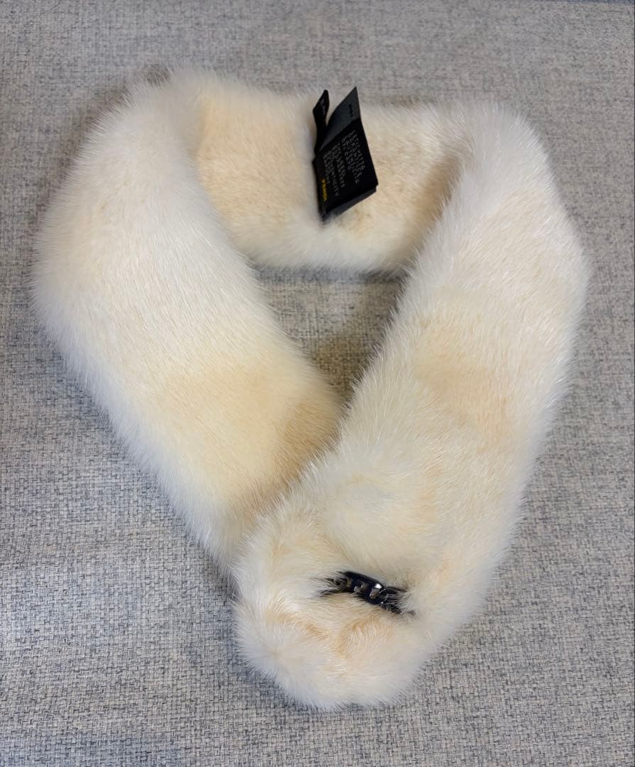 極美品 FENDI フェンディ ファー マフラー ティペット ミンク アイボリー