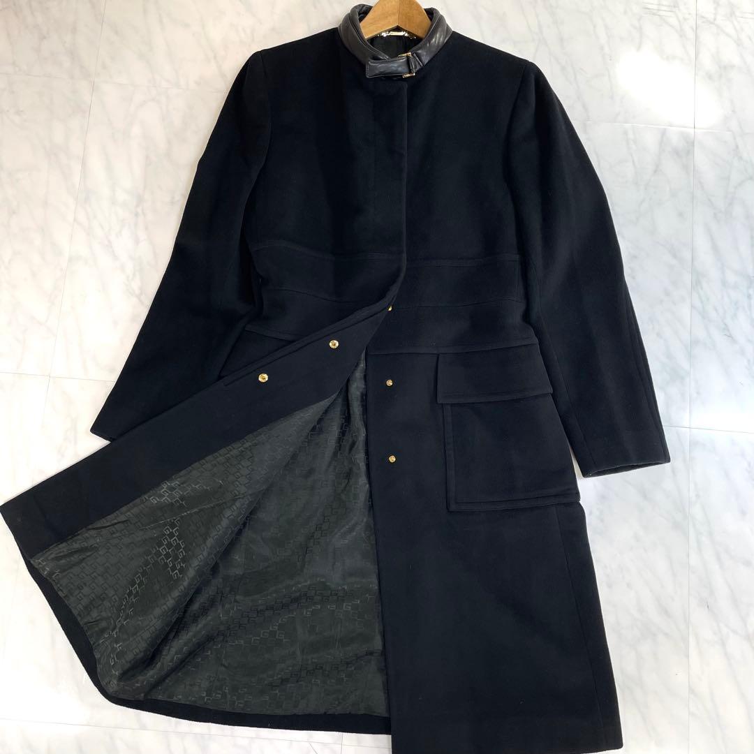 ✨極美品✨Lサイズ 最高級 グッチ シルク カシミヤ チェスターコート ブラック