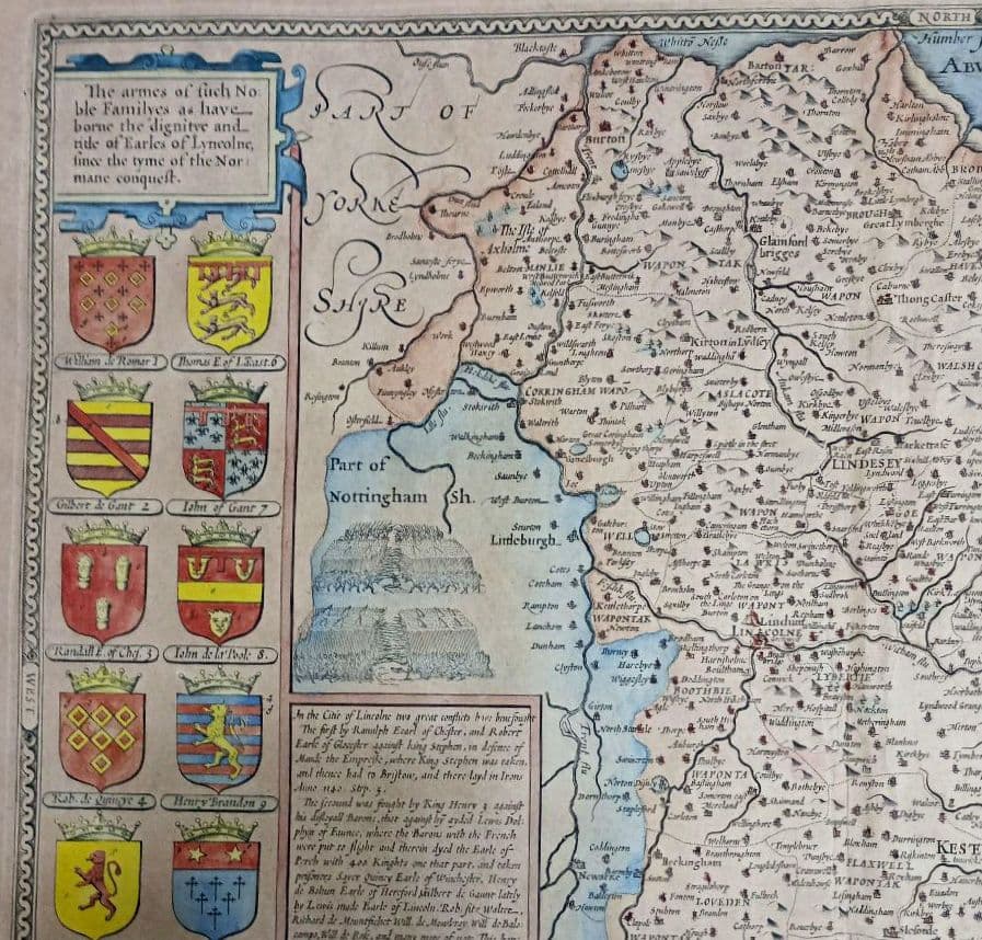 大型作品　西洋古地図　1676年 J. Speed「Lyncolne」