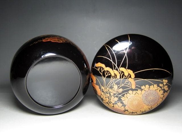 千家十職 塗師 中村宗哲 春草絵平棗 裏千家十四代 淡々斎花押　　　m172