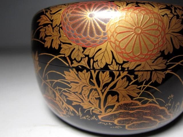 千家十職 塗師 中村宗哲 春草絵平棗 裏千家十四代 淡々斎花押　　　m172