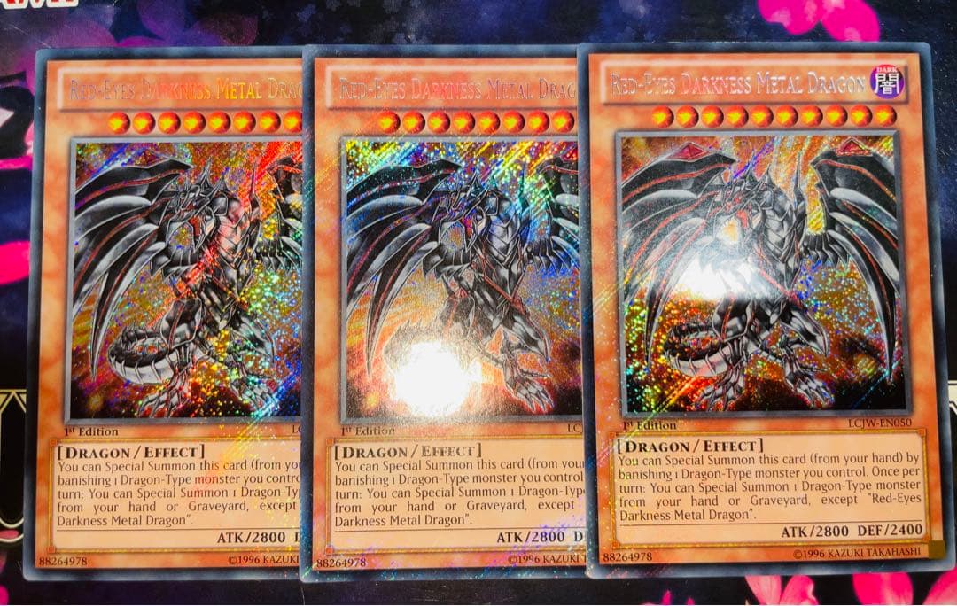 遊戯王 英語版 EU版 レッドアイズダークネスメタルドラゴン シークレット　３枚