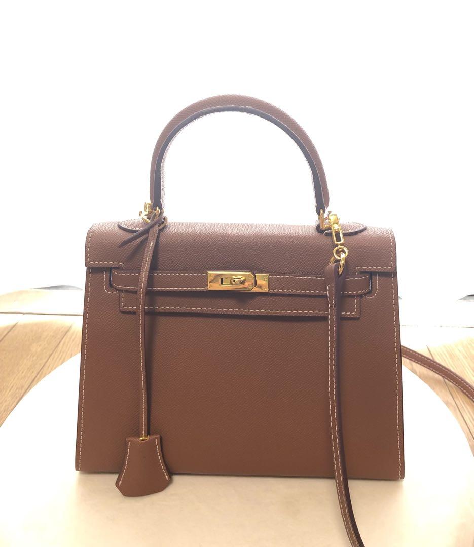 極美品★本革カデナ 2way ハンドバッグ キヤメル