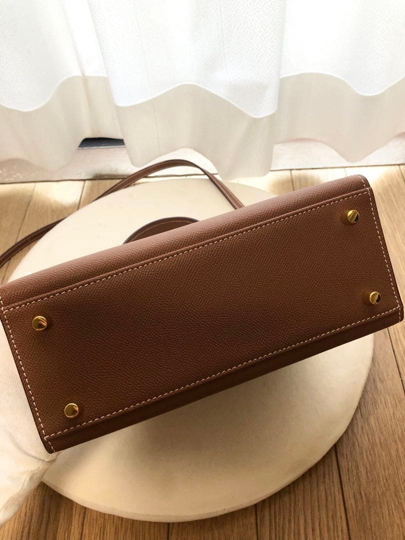 極美品★本革カデナ 2way ハンドバッグ キヤメル