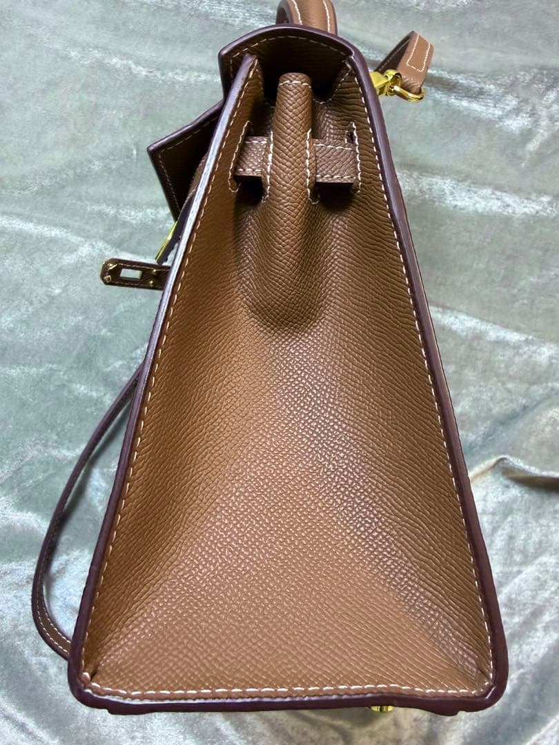 極美品★本革カデナ 2way ハンドバッグ キヤメル