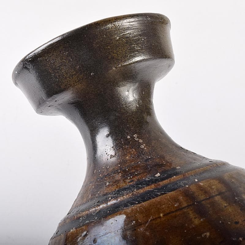 朝鮮美術　李朝　飴釉　碗口瓶　V　R8031B