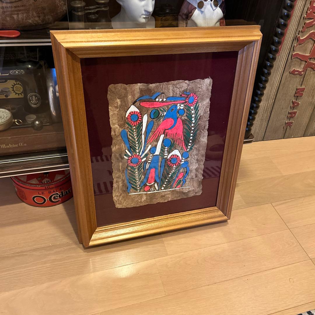 メキシコ 民芸 アマテ絵 アート ヴィンテージ 額縁 店舗什器 ウォールデコ