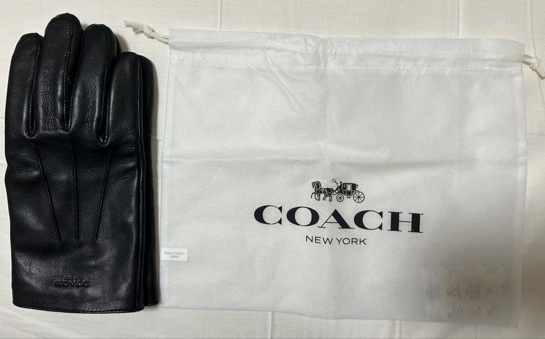 COACH コーチ レザー グローブ 手袋 ブラック Lサイズ