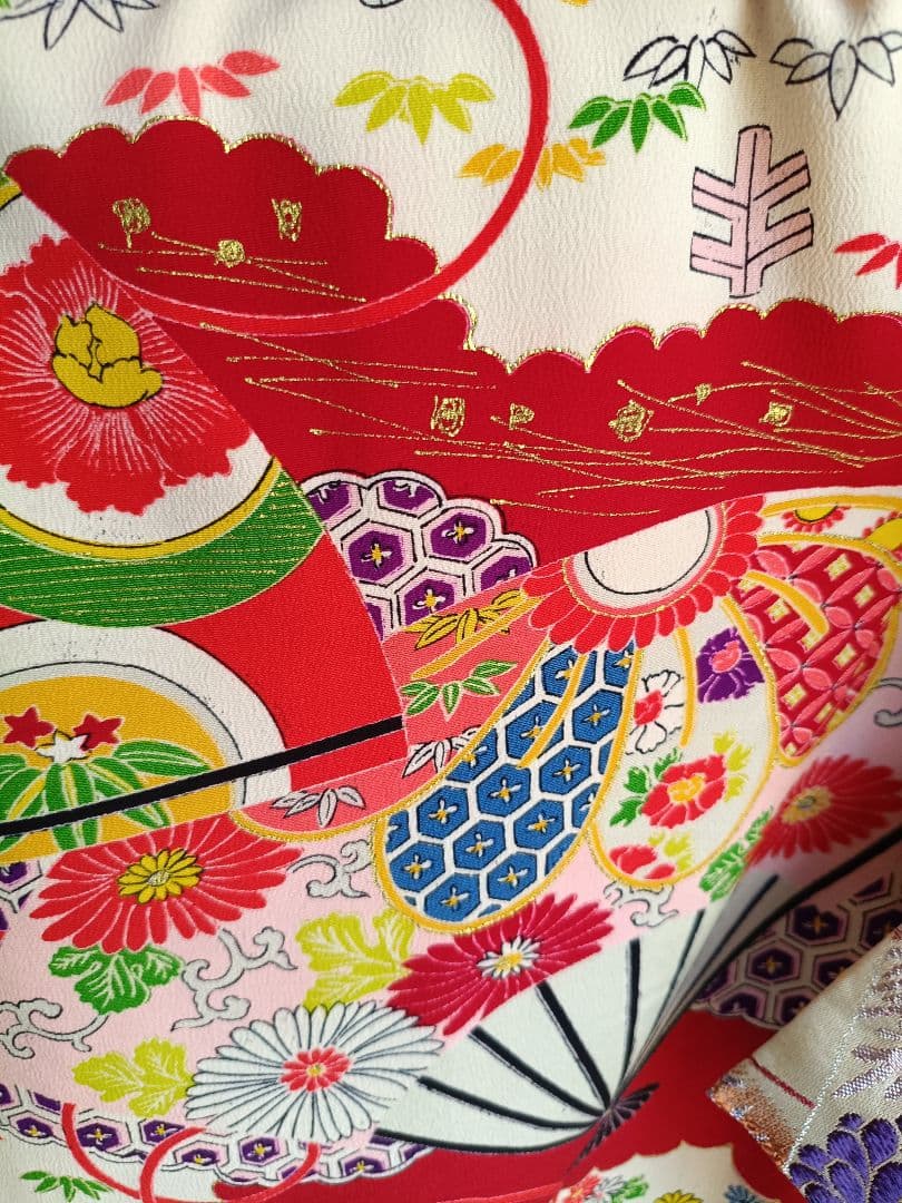 専用☆アンティークカラフル着物に作り帯セット☆七五三　７歳　女の子