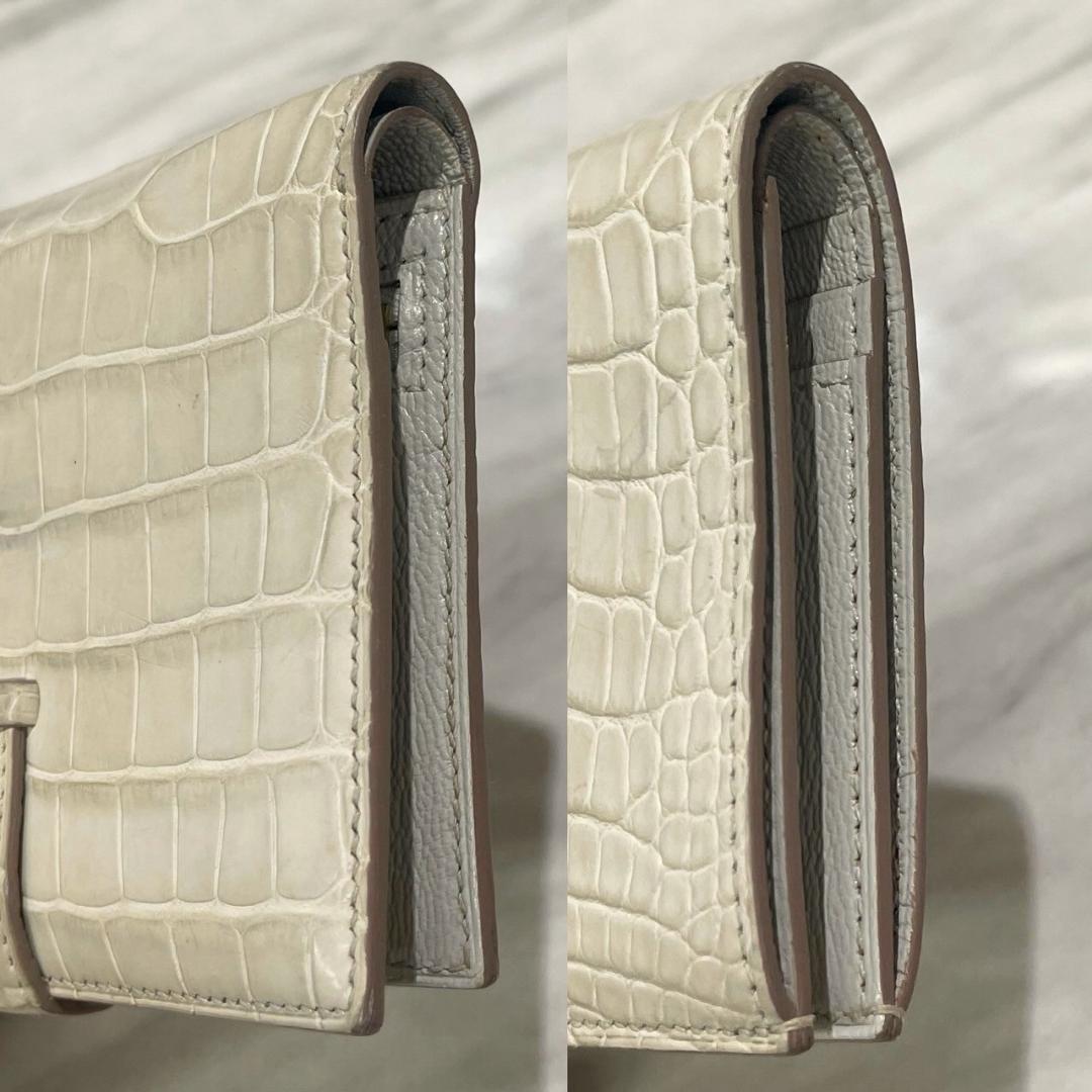Z刻印　エルメス　ベアンコンパクト　アリゲーターマット　べトン　折り財布