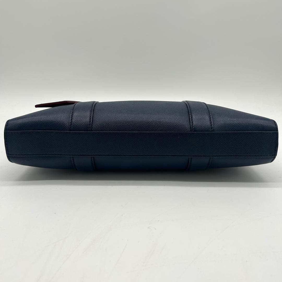 【美品】ブルガリマン ビジネスバッグ サフィアーノレザー A4収納可能 ネイビー