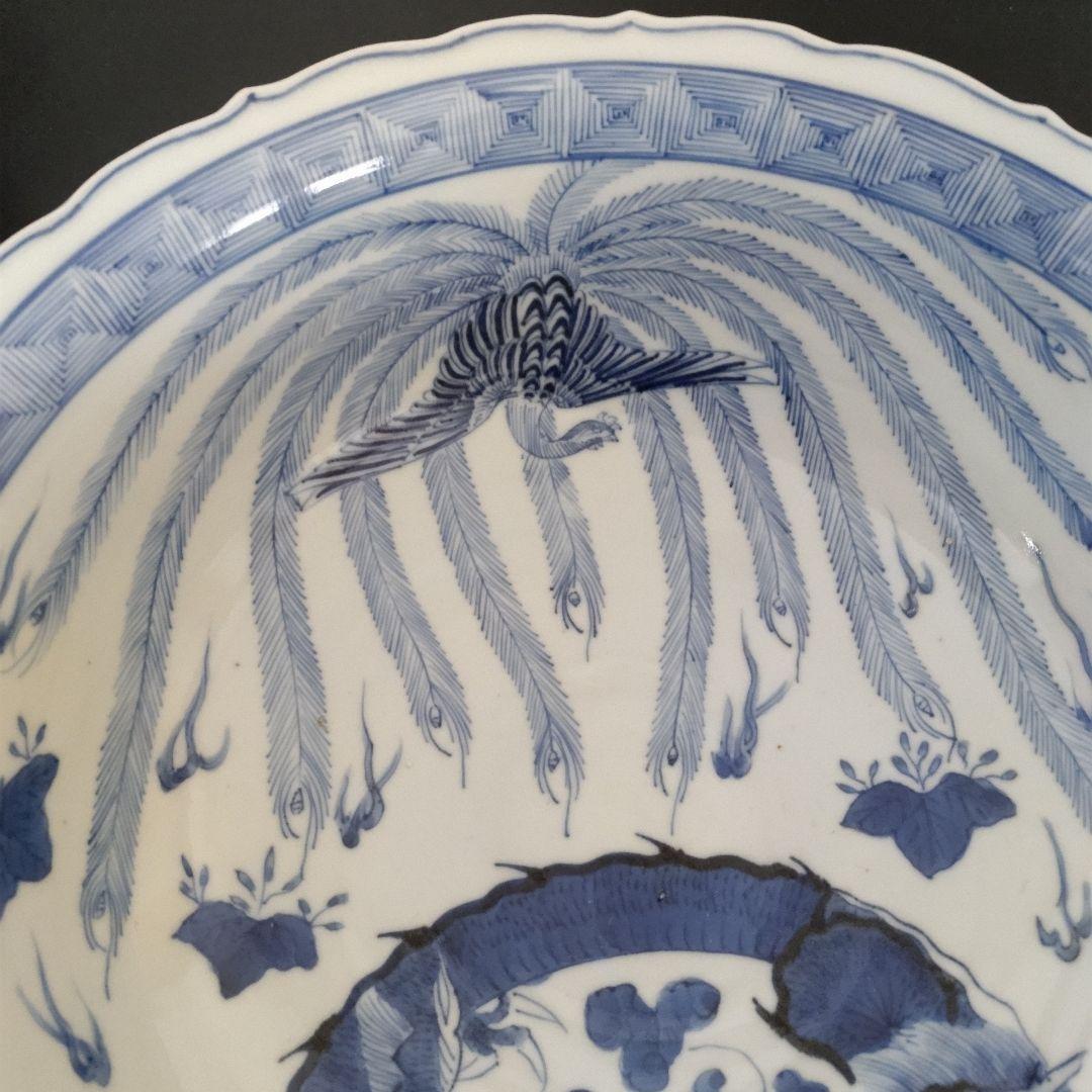 完品の美品　凄く大きい　 古伊万里　江戸期 大鉢　龍と鳳凰図