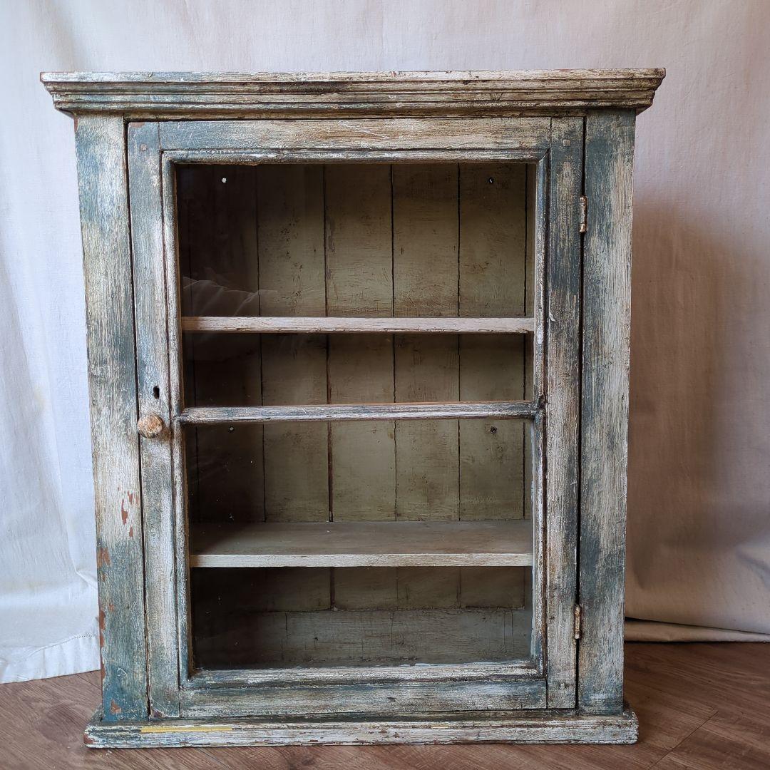 フランスアンティーク ガラスキャビネット シャビー