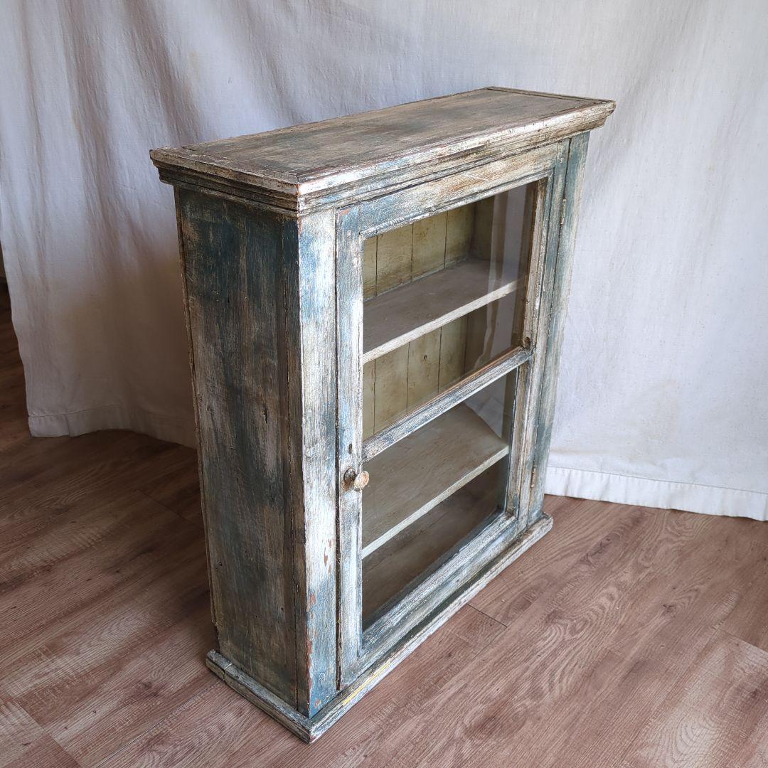 フランスアンティーク ガラスキャビネット シャビー