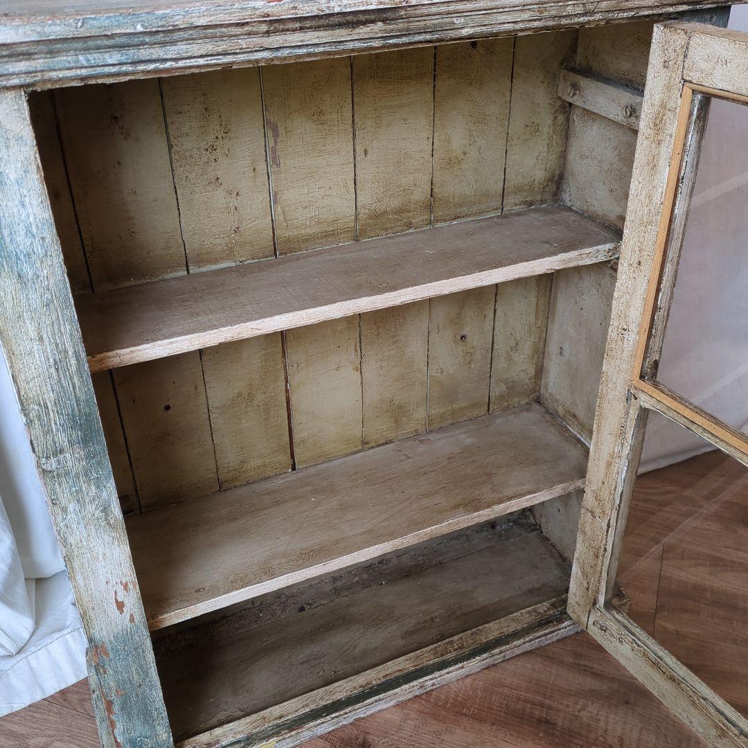 フランスアンティーク ガラスキャビネット シャビー