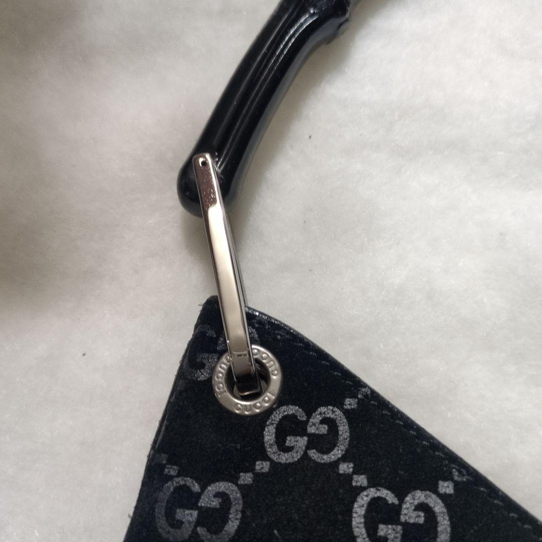 【中古品】【GUCCI】バンブー　黒　ロゴ　難あり