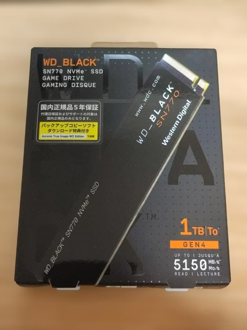 美品:WD BLACK SN770 1TB NVMe SSD