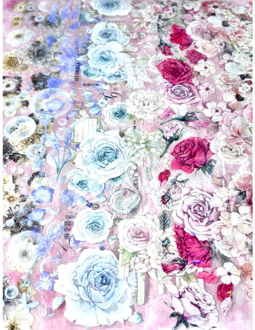 15枚セット 海外PETマステ切り売りセット お花 コラージュ 15-3L-オ