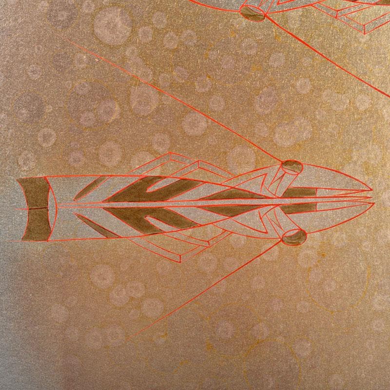 漆芸作家　尾長保作　漆絵　「海老」　額装　C　4398B