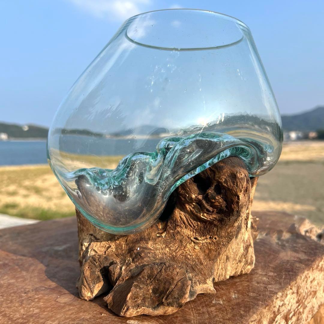 流木ガラスオブジェ大G 花瓶 金魚鉢 ガーデニング フラワーポット 水槽 アート