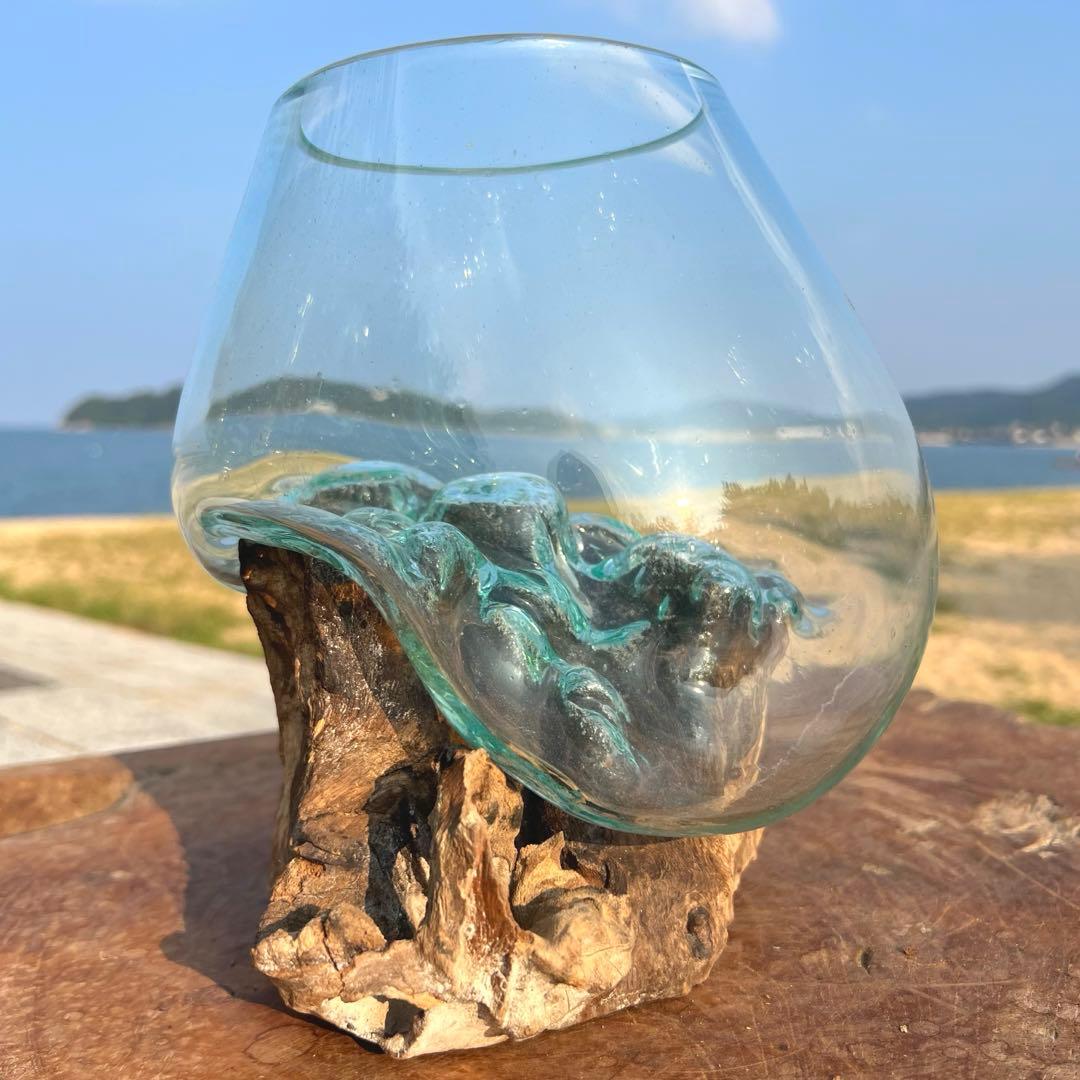 流木ガラスオブジェ大G 花瓶 金魚鉢 ガーデニング フラワーポット 水槽 アート